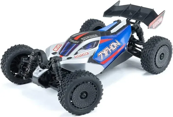 ARRMA TYPHON GROM ARRMA MEGA 380 Brushed 4X4 Small Scale Buggy RTR with Battery & Charger - Blue/Silver