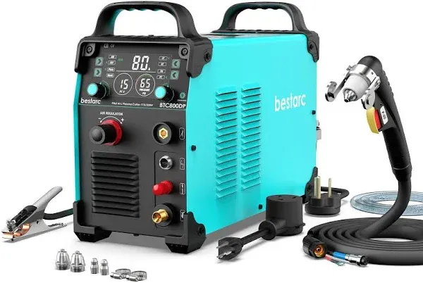 bestarc Plasma Cutter, Pilot Arc BTC800DP 9th Generation 80Amps Screen Display Dual Voltage 110/220V Digital Plasma Cutting Machine (BTC800DP 9Gen)