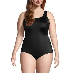 Lands' End Womens Chlorine Resistant Tummy Control Tugless Tank Soft Cup One Piece Swimsuit Deep Sea Navy DDD-Cup 14