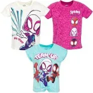 Marvel Spidey and His Amazing Friends Spider-Man Miles Morales Ghost-Spider Girls 3 Pack T-Shirts Toddler to Little Kid