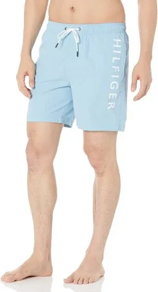 Tommy Hilfiger Men's Regular-Fit Logo-Print Swim Trunks