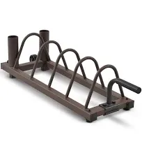 Horizontal Plate and Olympic Bar Rack Organizer with Steel Frame and