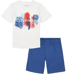 Calvin Klein Little Boys 2-Piece Logo Tee & Shorts Set