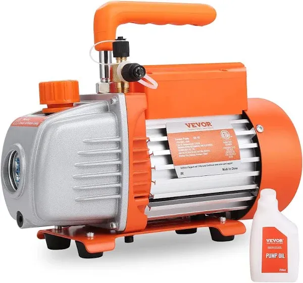 VEVOR 1/5 HP Single Stage Vacuum Pump, 3.5 CFM, 120V AC Air Conditioning Conditi