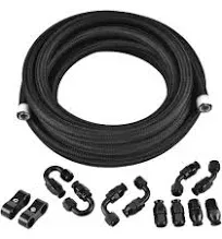 Evil Energy 6AN PTFE Fuel Line Kit,E85 Nylon Braided Fuel Hose 16FT(5/16Inch ID)