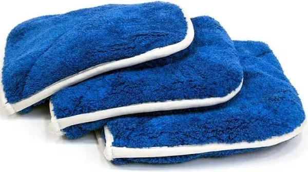 [Double Flip] Microfiber Rinseless Wash Towel 8"x8" Blue - 3 Pack (Green)