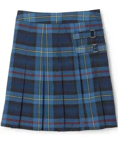 Girl&#39;s Plaid Pleated 2-Tab Scooter - Navy / Red