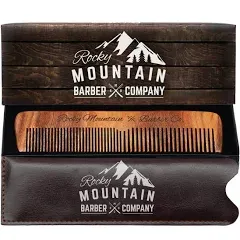 Hair Comb - Wood with Anti-Static & No Snag with Fine and Medium Tooth for Head Hair, Beard, Mustache with Premium Carrying Pouch