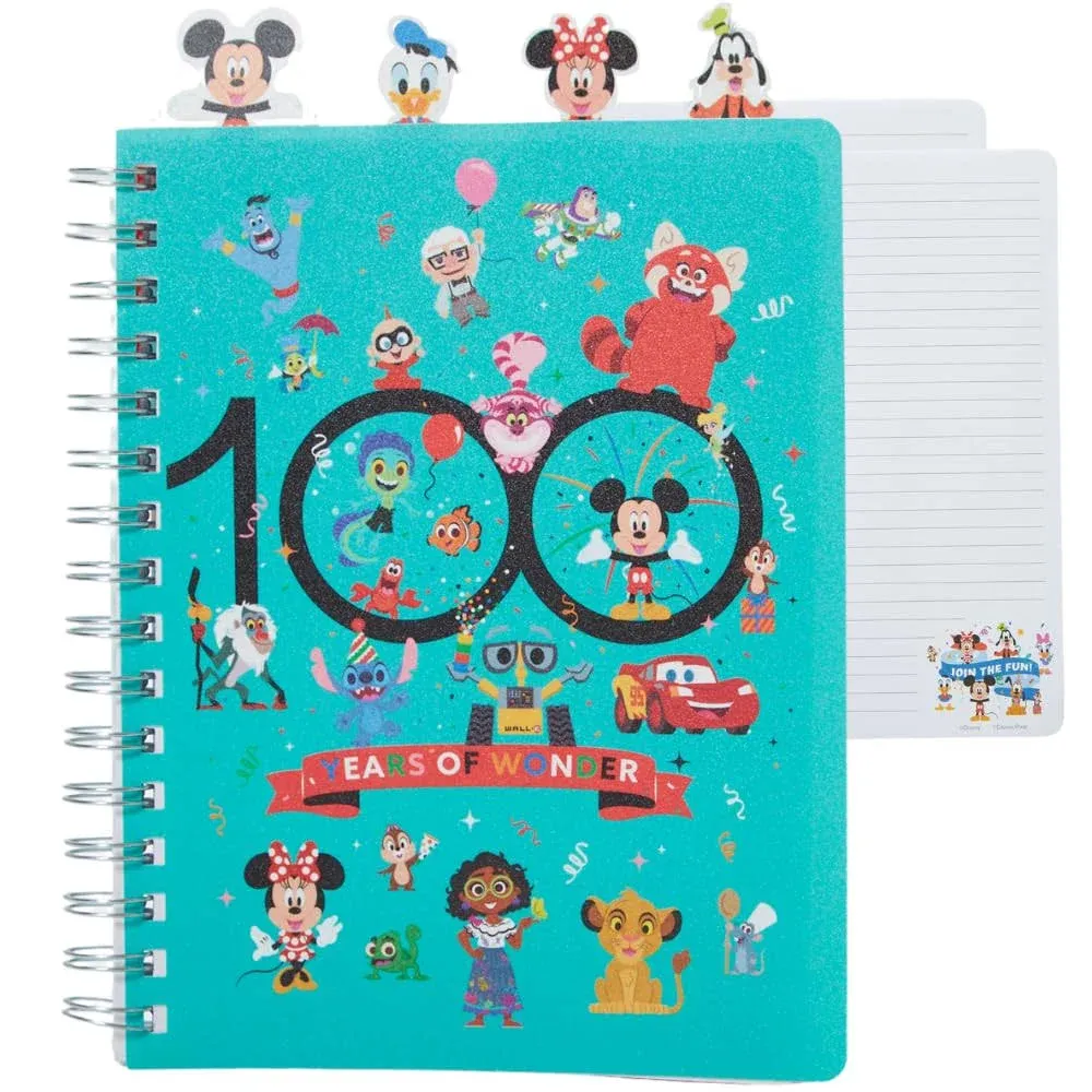 Disney 100 Years Of Wonder Journal Tabbed Spiral Notebook Stationery NEW