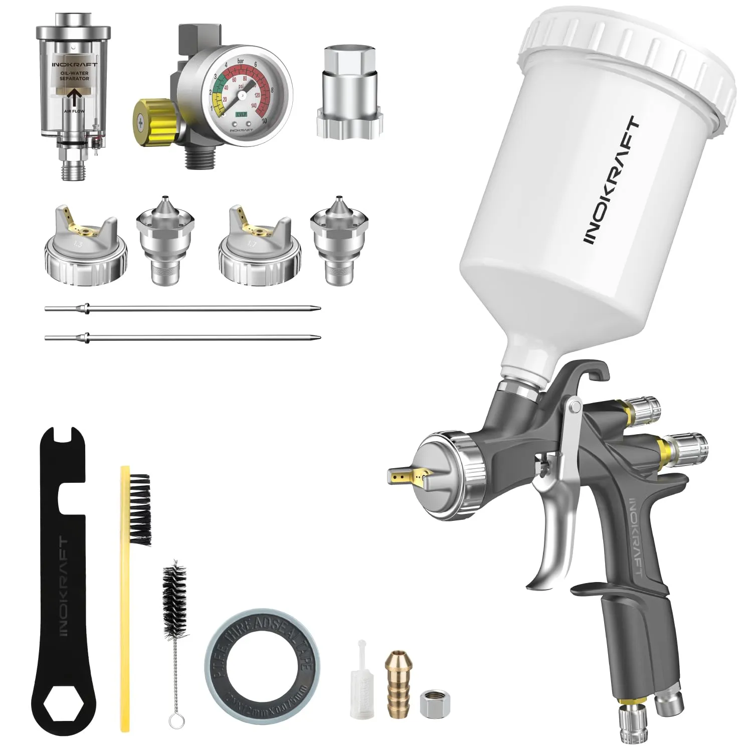 InoKraft D1 LVLP Air Spray Gun Premium Kit