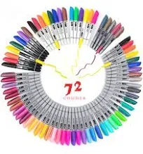 TOWON Permanent Markers 72 Assorted Colors Waterproof Colored Markers Pens Set