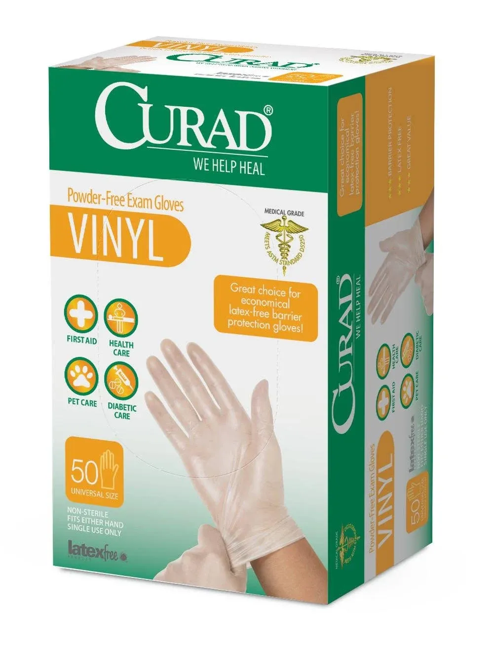 Curad Exam Gloves, Vinyl, Basic Care, One Size Fits Most - 50 gloves