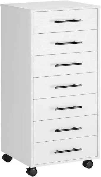 HOOBRO 7-Drawer Chest, File Cabinet, Wooden File Cabinet, Office Cabinet with Drawers, Storage Cabinet, for Home Office, Study, Easy Assembly, White