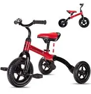 YGJT 3 in 1 Tricycle for Toddlers Age 2-5 Years Old, Folding Kids Balance Bike with Adjustable Seat and Removable Pedal, Toddler Bike Ride-On Toys for