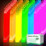 24 Ultra Bright Large Glow Sticks with 24 Black PE String, Multi Use Colourful 6 Inch Glowsticks for Parties, Camping, Emergency Glow Sticks For Blackout, Long-lasting Lighting Waterproof and