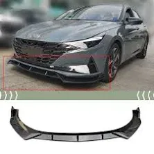 FITS 2021+ HYUNDAI ELANTRA GLOSSY BLACK PERFORMANCE STYLE FRONT BUMPER LIP 3 PCS