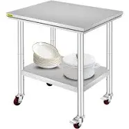 VEVOR Stainless Steel Work Table with Wheels