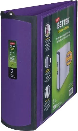 Staples Better Binder Heavy-Duty View, White, 1000-Sheet Capacity, 5 inch (Ring Diameter)