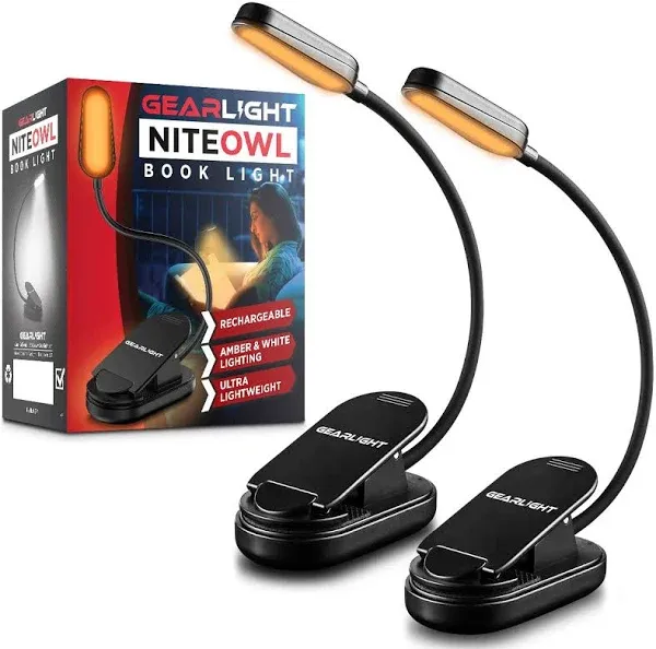 GearLight NiteOwl Rechargeable Book Light 2 Pack