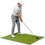 GoSports Golf Hitting Mat - 5x4 Artificial Turf Mat for Indoor/Outdoor Practice - Includes 3 Rubber Tees, Green