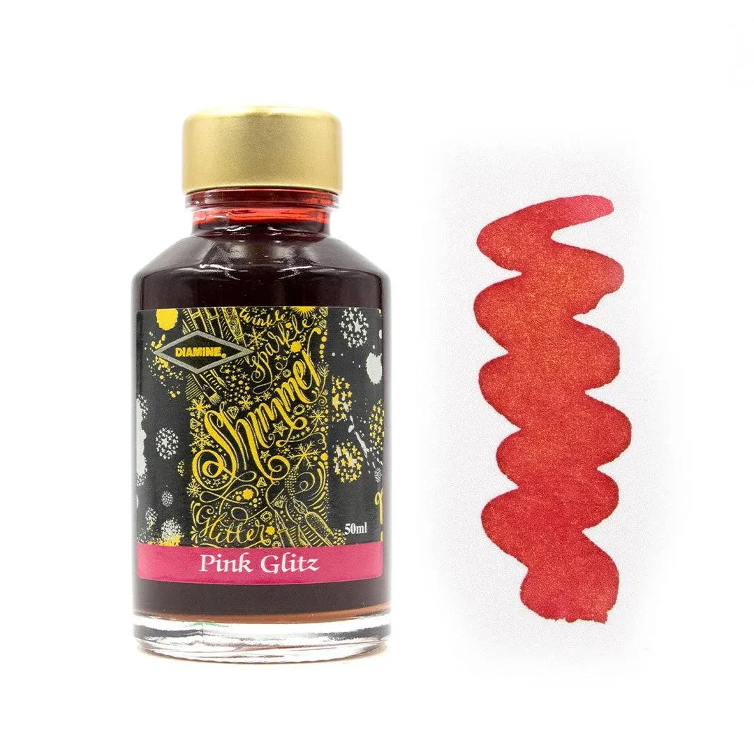 Diamine Shimmering Fountain Pen Ink - Pink Glitz - 50ml