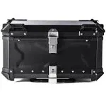 GRUNT SPORTS 45L Motorcycle Tail Box Top Case - Scooter Universal Storage Trunk – Waterproof Aluminum Luggage Tour Helmet Box with Security Lock - Includes Back Cushion (Silver, 45L)