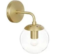 Light Society LS-W264-BB-CL Zeno Brushed Brass and Clear Glass Globe Wall Sconce