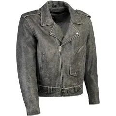 Xelement Men's 'Sliver' Distressed Classic Motorcycle Leather Jacket