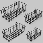 Pegboard Baskets,Pegboard Accessories,Can be Used to Store Items That Are Not Easy to Hang on a Pegboard (4pcs) (Black Light-Duty)