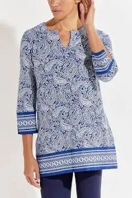 Coolibar St Lucia Tunic Top Blue Paisley Shirt Coverup Womens Extra Small NWT