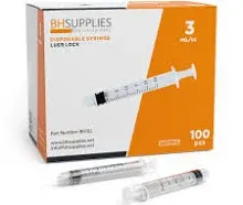 BH Supplies 3ml Sterile Syringes with Luer Lock Tip