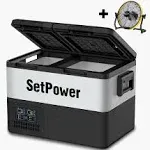 Setpower PT35 12V Portable Car Refrigerator Freezer with AC Adapter, 37 Quart Dual Zone Outdoor Fridge, 0-50, Separate Temperature Control, 3-Year