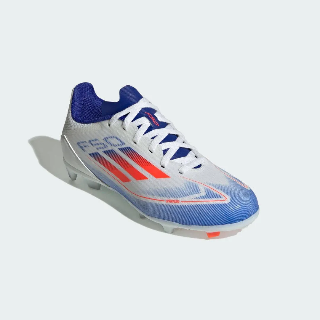 Adidas F50 League FG/MG Junior Soccer Cleats White/Red/Blue / 10.5K