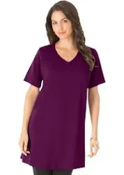 Roaman's Women's Plus Size Short-Sleeve V-Neck Ultimate Tunic