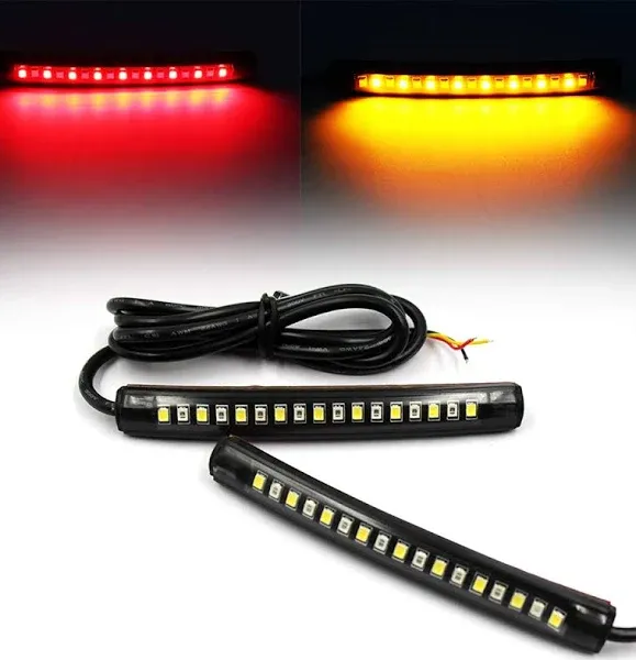 Purishion 2x Universal Flexible LED Turn Signal Tail Brake License Plate Light Integrated for Motorcycle Bike