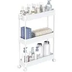 NEW Slim Storage Cart,3 Tier Bathroom Rolling Utility Cart Slide Out Cart Narrow