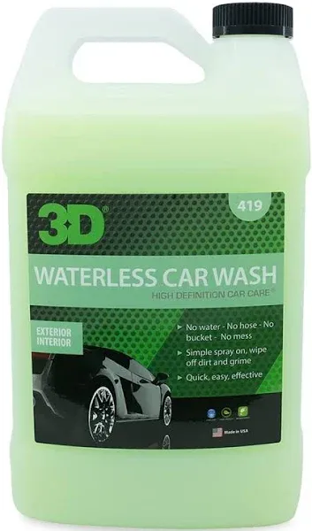 3D Waterless Car Wash - Easy Spray Waterless Detailing Spray - No Soap or Water Needed - Great on Cars, RVs, Motorcycles & Boats 1 Gallon