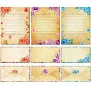 Vintage Stationary Paper and Envelopes Set Vintage Floral Stationary Paper Se...