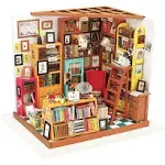 Rolife DIY Miniature Dollhouse Kit,Library with Furniture and LED,Wooden Dollhou