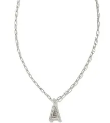 Crystal Letter B Silver Short Pendant Necklace in White Crystal