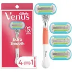 Gillette Venus Extra Smooth Women's Razor Handle Blade Refills, Pink (5 ct)