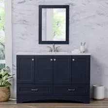 Spring Mill Cabinets Emlyn 48.5" Bathroom Vanity with Shelves, Drawers, and White Sink Top