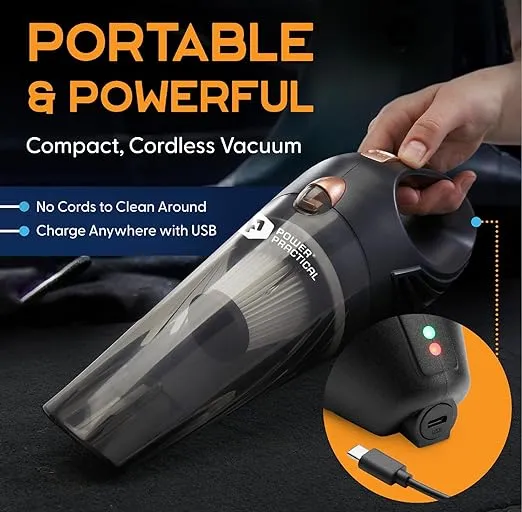 Handheld Vacuum Cordless Rechargeable Portable Car Vacuum W/Strong Suction