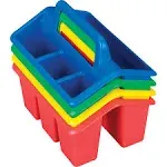 Really Good Stuff Four-Compartment Caddies (Set of 4) – Primary Colors – Perfect To Color-Code Tables, Group Work – Durable with Built-In Handles – Also great for home organization - Stackable for Easy Storage