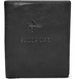 Fossil Leather RFID Passport Case MLG0358001 Black NEW