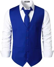 ZEROYAA Men's Hipster Urban Design 3 Pockets Business Formal Dress Vest