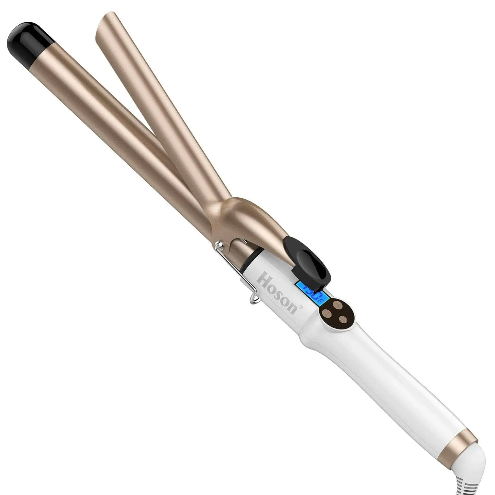 Hoson 1 1/2 Inch Curling Iron Large Barrel, 1.5 Long Barrel Curling Wand Dual Voltage, Ceramic Tourmaline Coating with LCD Display, Glove Include