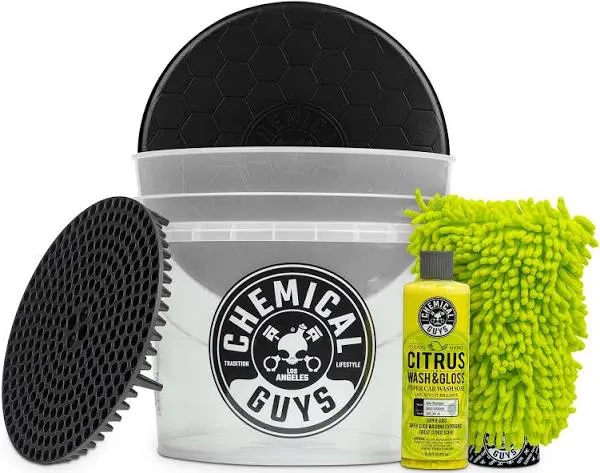 Chemical Guys HOL133 Ultimate Scratch-Free Detailing Bucket And Accessories Car Wash Kit 16 fl. oz