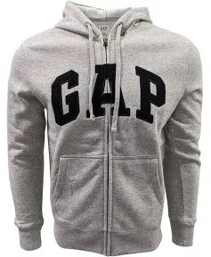 GAP Kids Zip Hoodie Comfy Fleece Gray Black Long Sleeve Kanga Pocket 218871-73-1