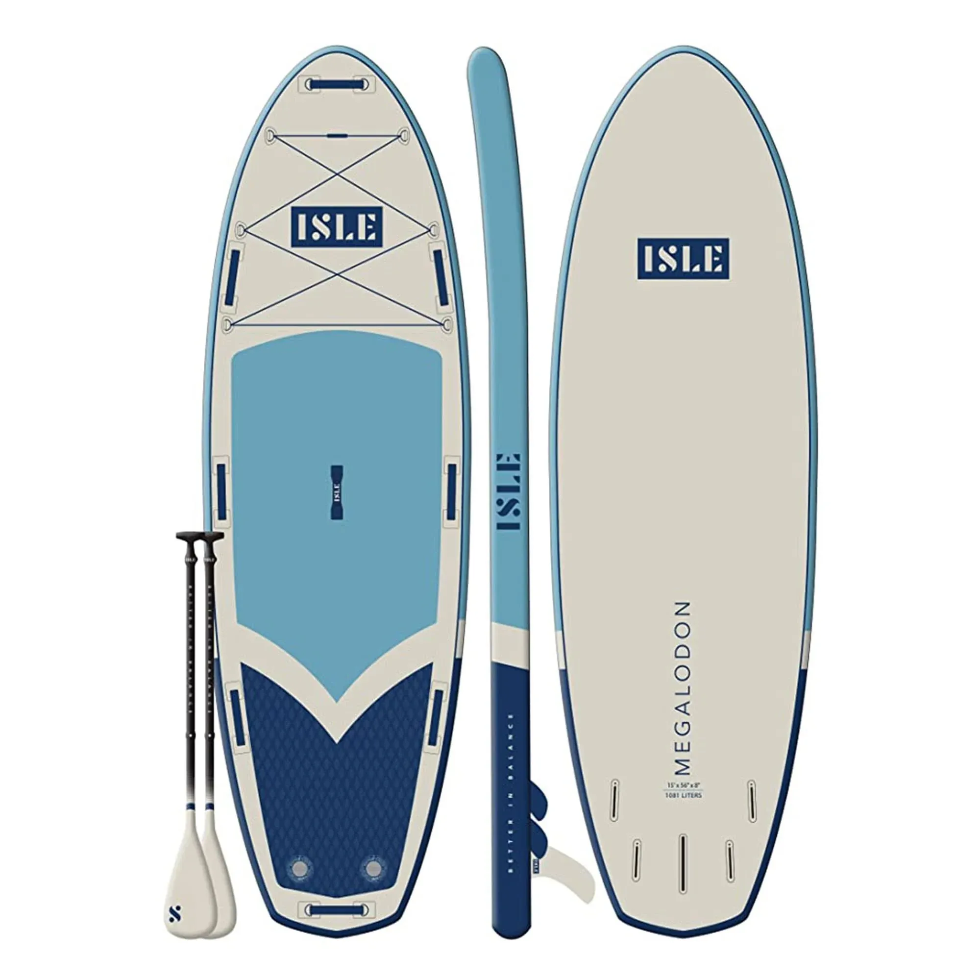 ISLE Surf and SUP Megalodon Inflatable Stand Up Paddle Board Aqua/Navy